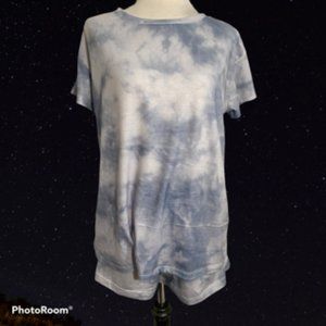 Women's Short Sleeve Grey Tie Dye Lounge Set